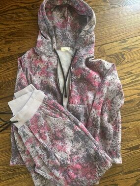 Alternative Apparel Pink Gray Hooded Sweatshirt and Joggers Set